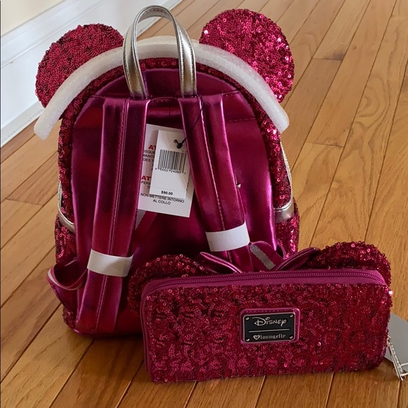 🆕 NWT Loungefly Pink Sequin Backpack & Wallet Set - Picture 2 of 2